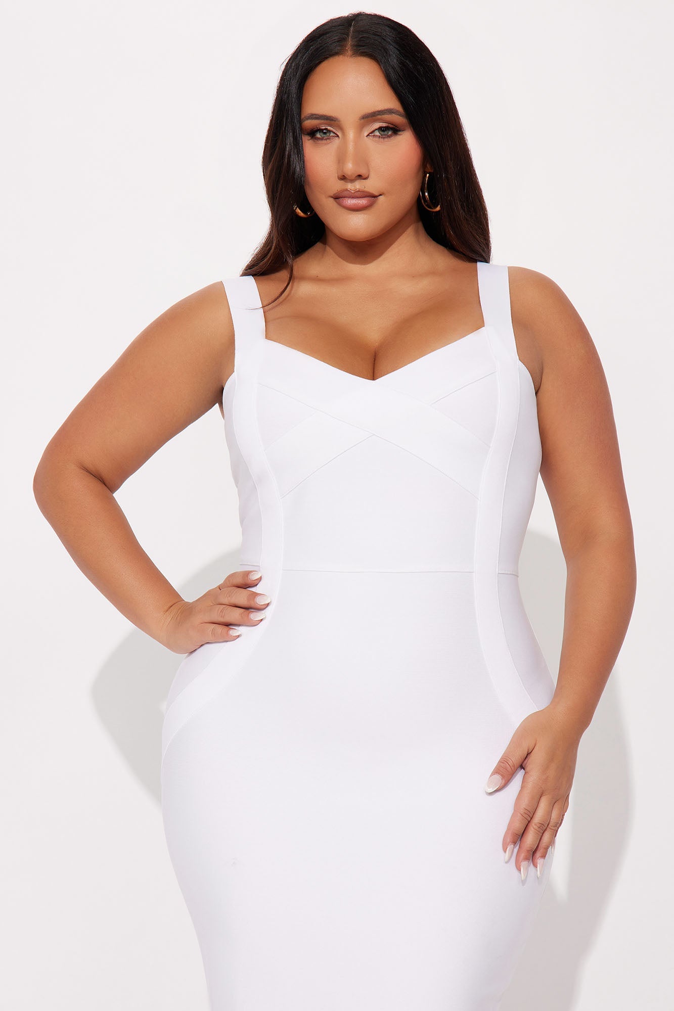 Elise Bandage Midi Dress - White