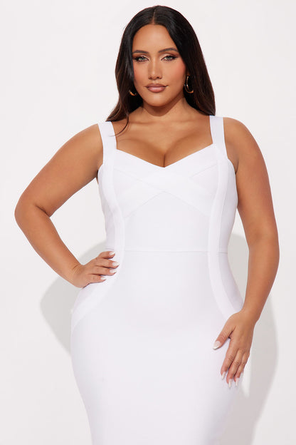 Elise Bandage Midi Dress - White