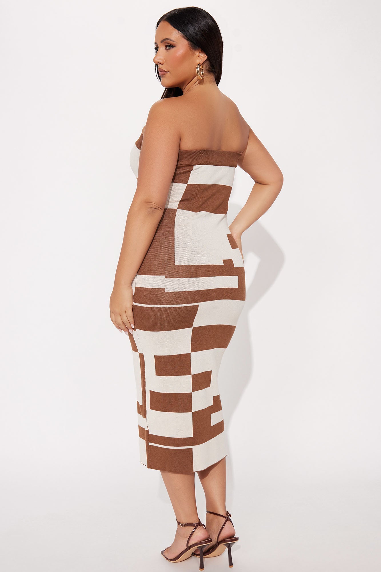 Willa Color Block Midi Dress - Brown/combo