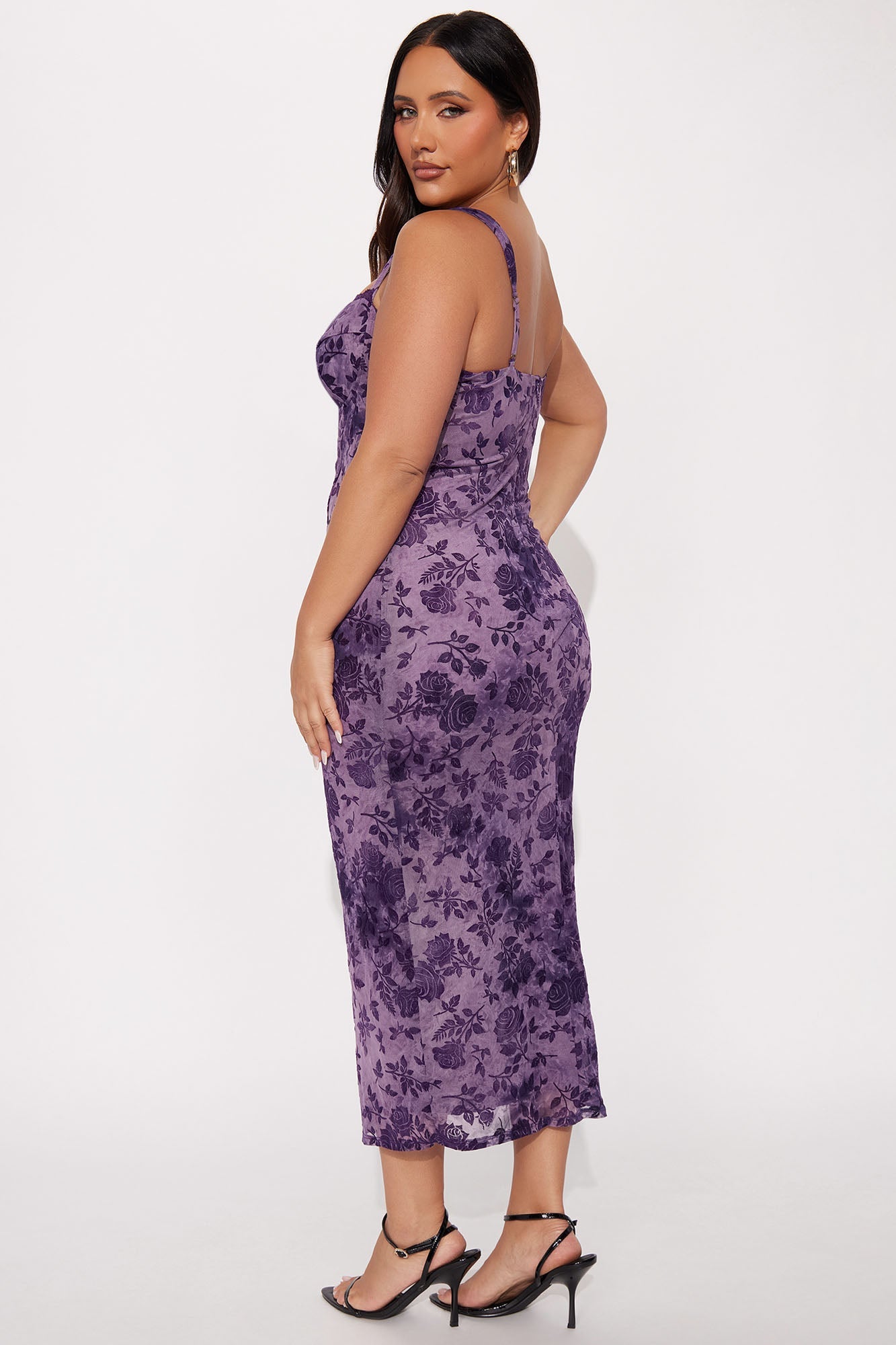 Mallory Floral Midi Dress - Purple