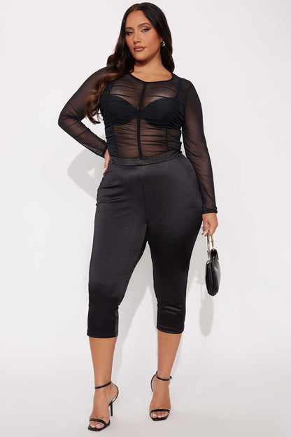Selene Satin Capri Pant 21″ - Black