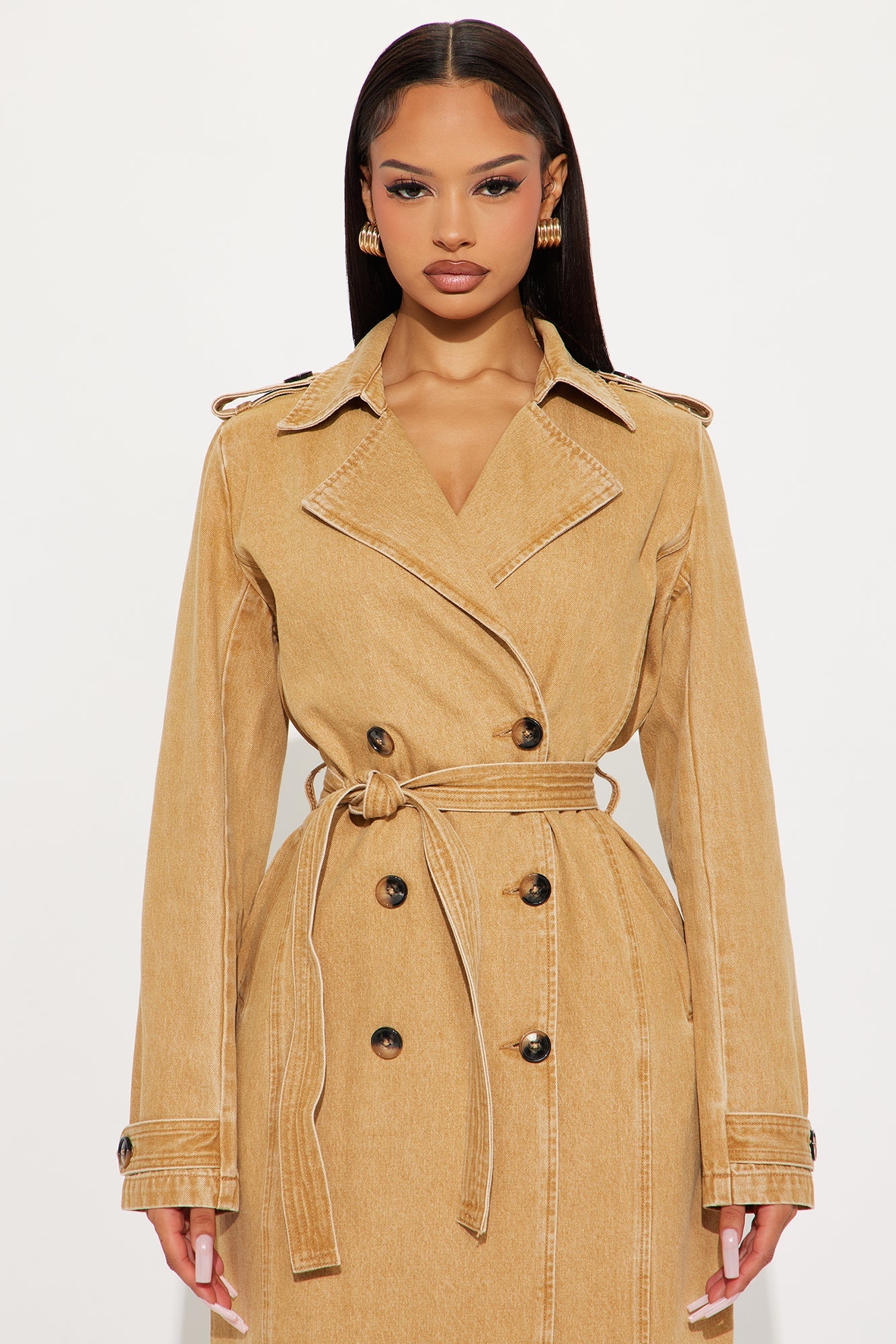 Take You There Denim Trench - Khaki