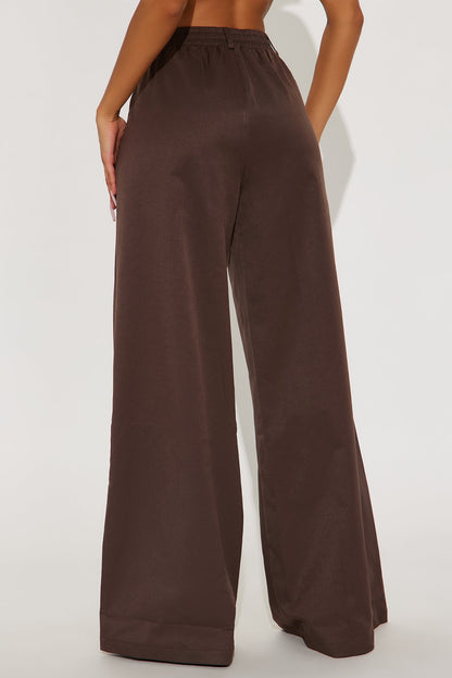 Denise Wide Leg Pant 33″ - Brown