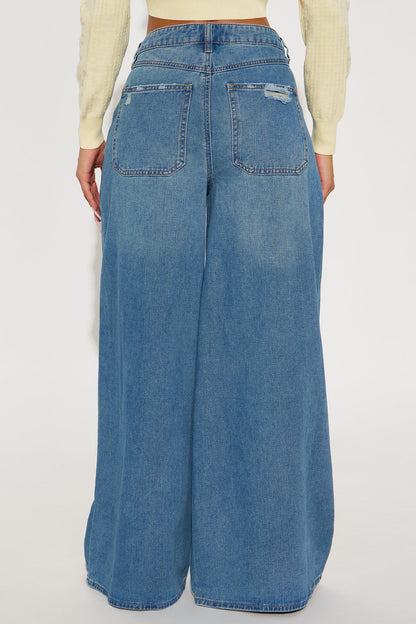 Sadie Super Wide Leg Jeans - Medium Wash