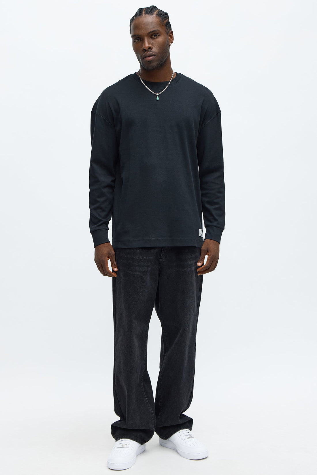Oversized Premium Everyday Long Sleeve Tee - Black