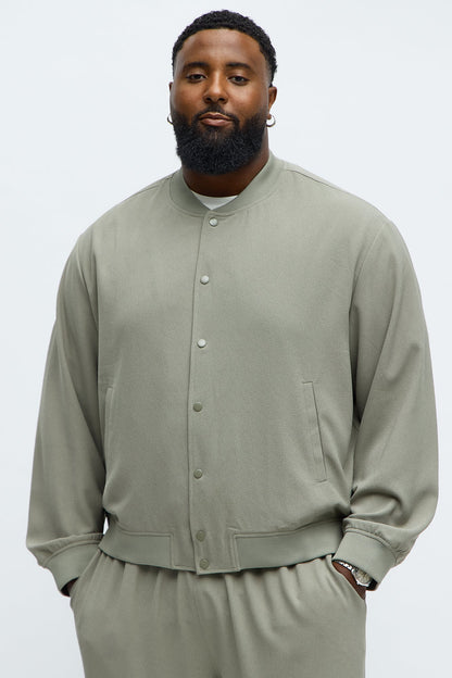 Golden Hour Relaxed Bomber Jacket - Sage
