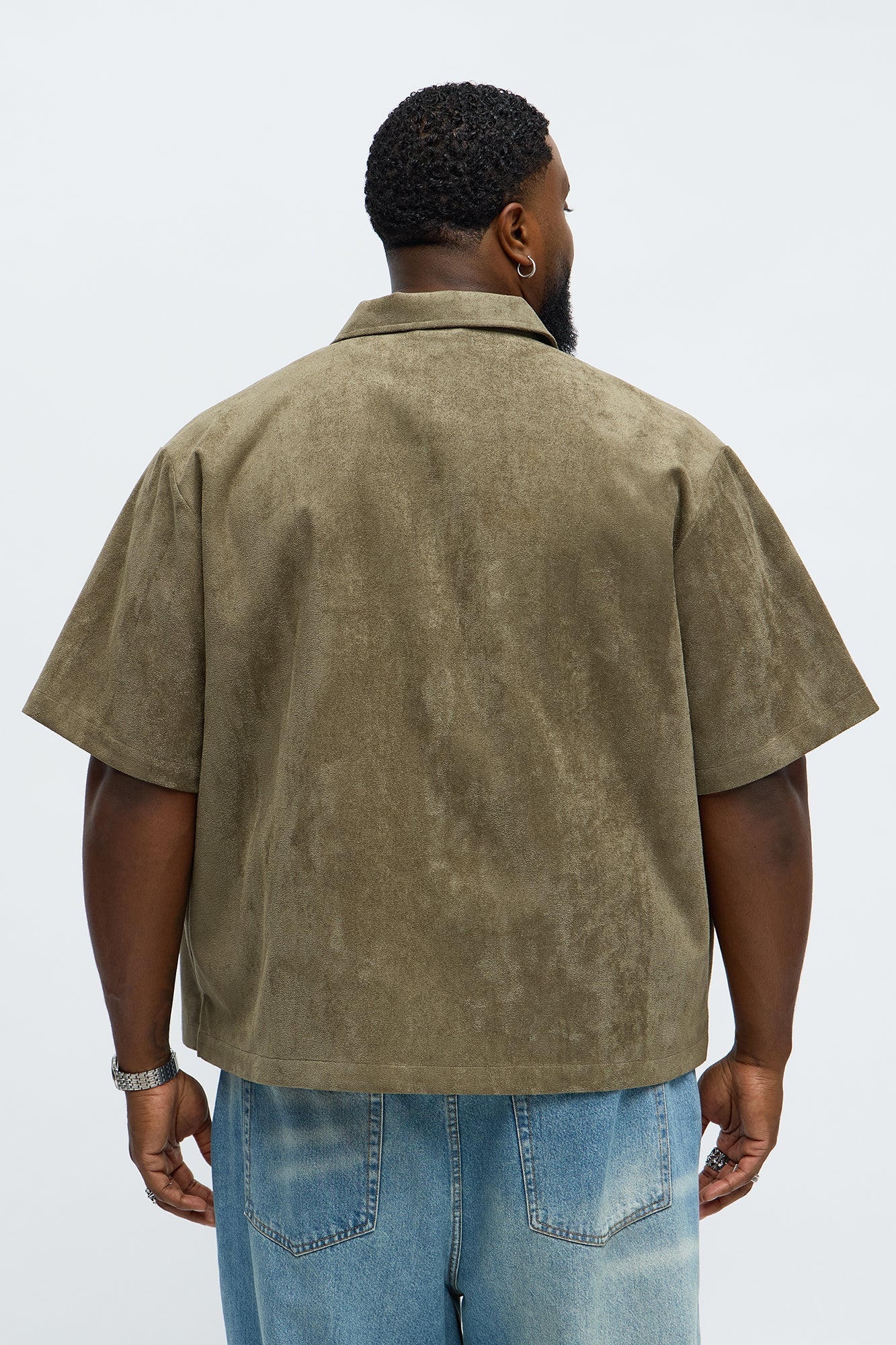 Relaxed Brushed Double Pocket Button Up Shirt - Olive