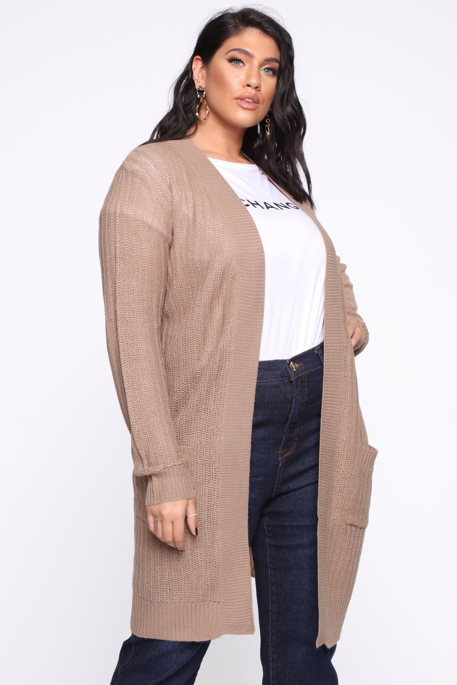Throw It On Ribbed Cardigan - Khaki