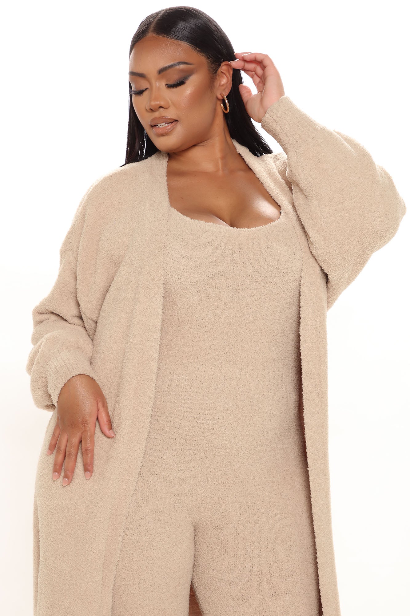 Living In It Jumpsuit Set - Taupe