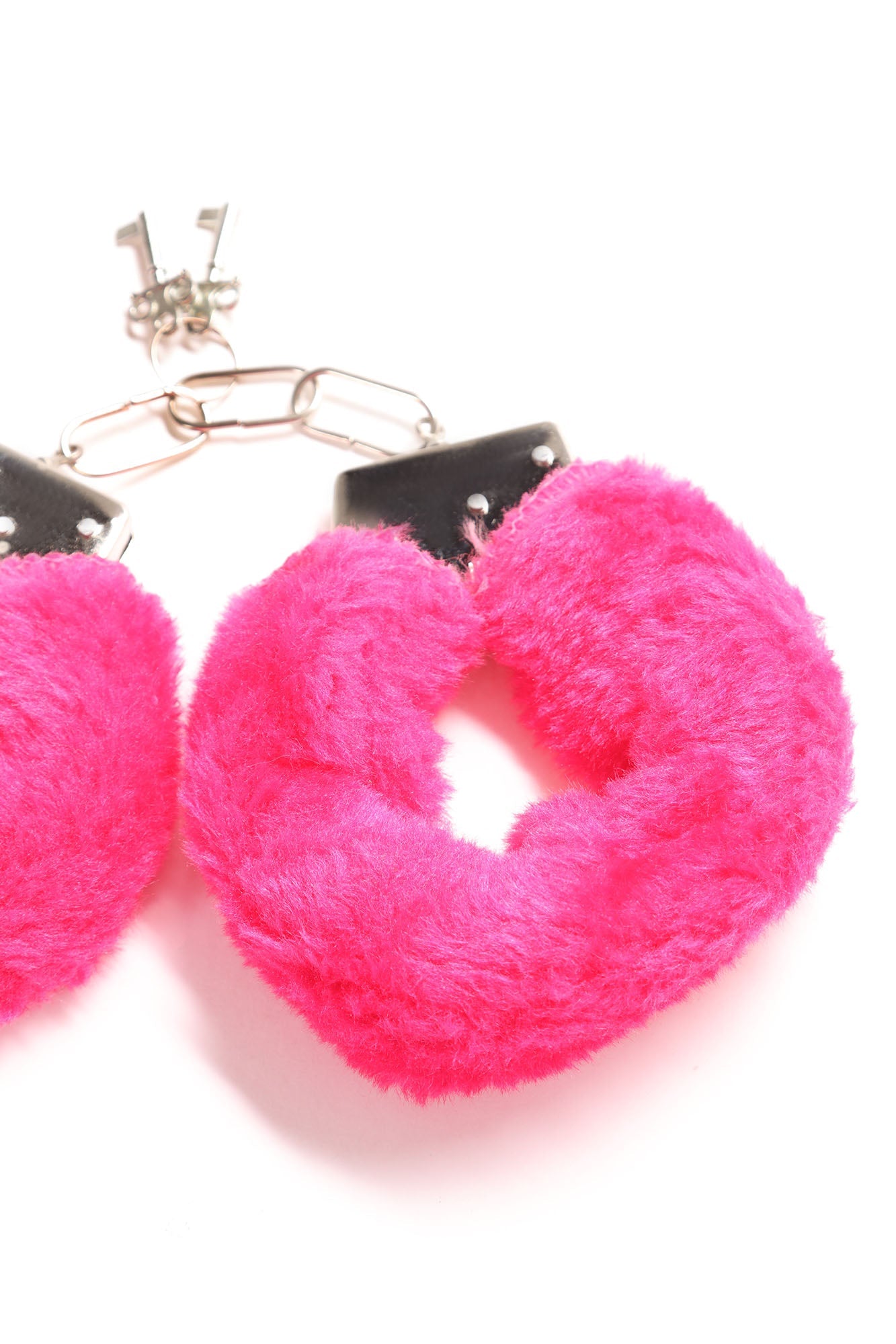 Fire Your Desire Faux Fur Handcuffs - Hot Pink
