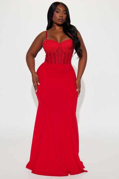 Bella Embellished Gown - Red
