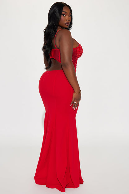 Bella Embellished Gown - Red