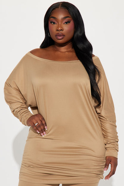 Camila Off Shoulder Legging Set - Taupe