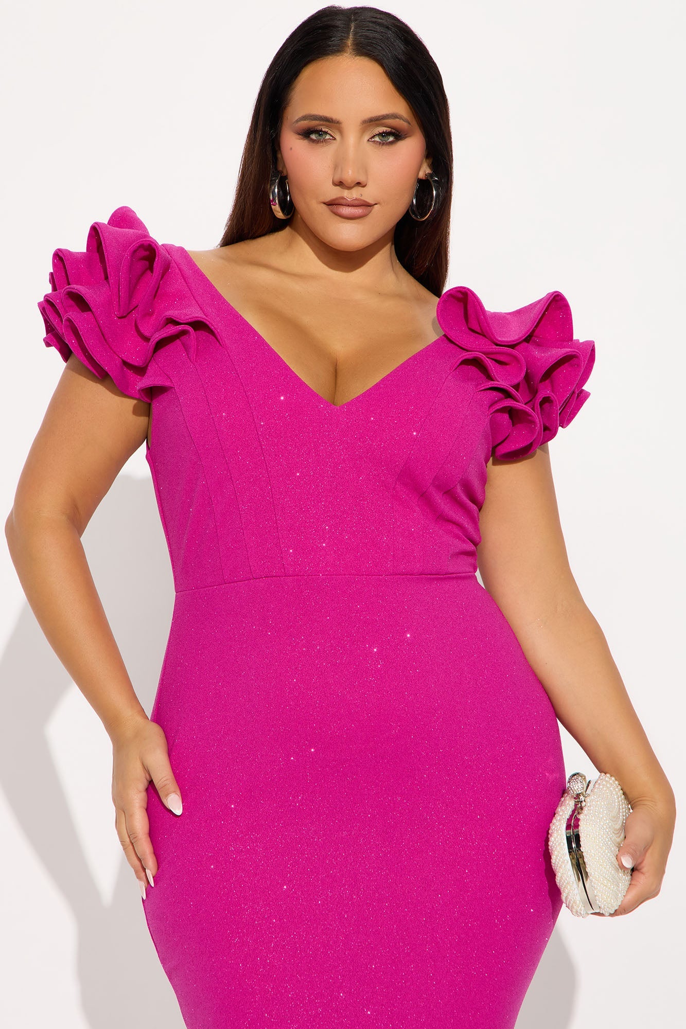 Cocktail Hour Glitter Midi Dress - Violet