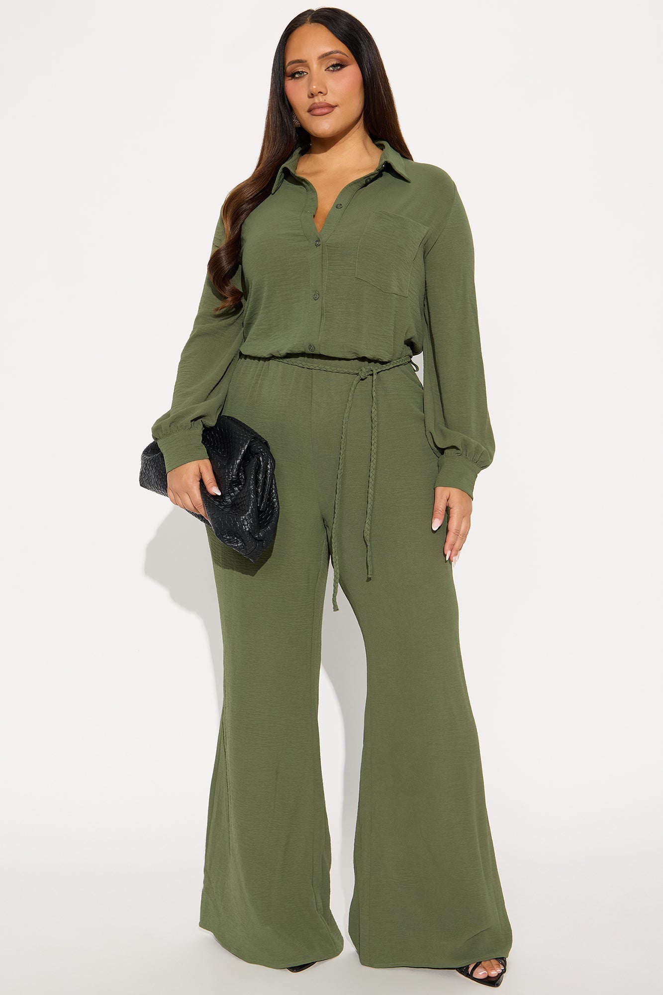 Myra Belted Jumpsuit - Olive