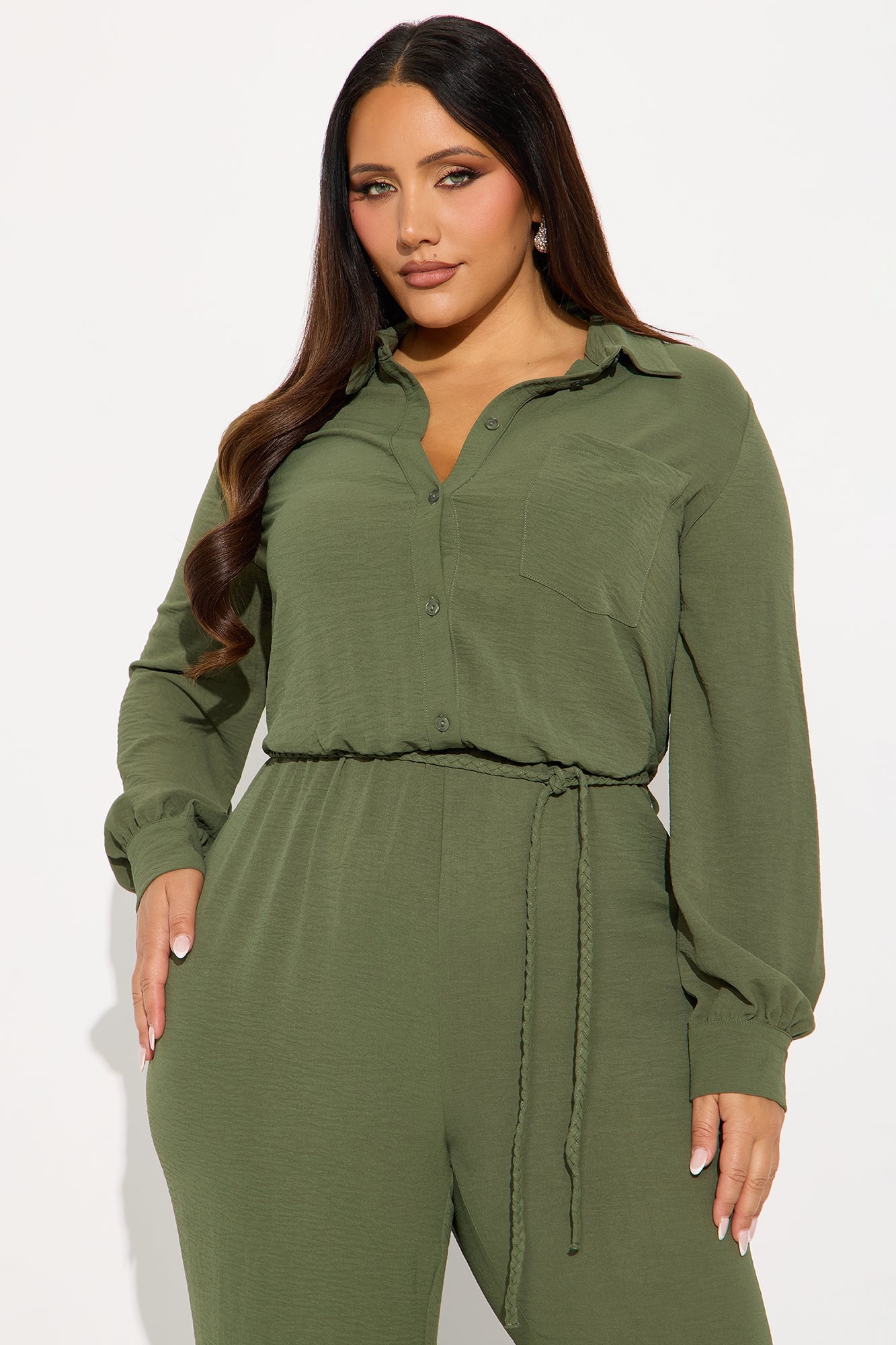 Myra Belted Jumpsuit - Olive