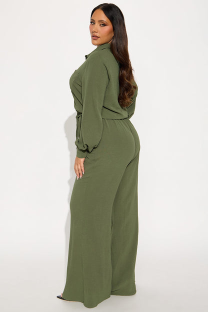 Myra Belted Jumpsuit - Olive