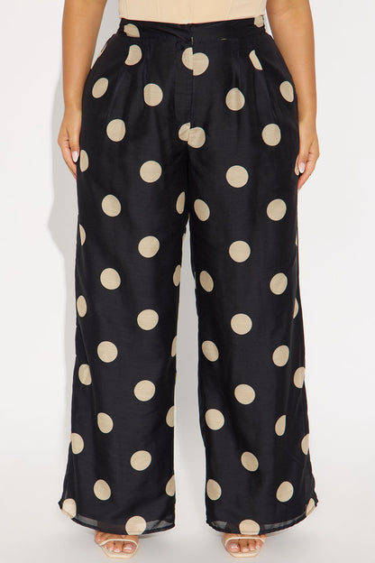 Missy High Rise Wide Leg Polka Dot Pant - Black/combo