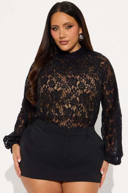Finer Taste 2 Piece Lace Shirt Set - Black