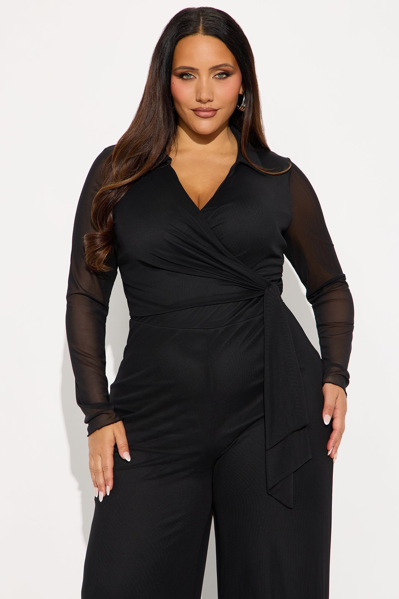 Star Of The Night Mesh Jumpsuit - Black