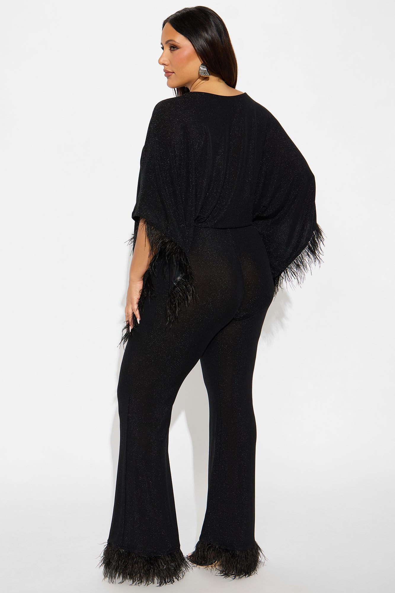 Patricia Slinky Feather Jumpsuit - Black