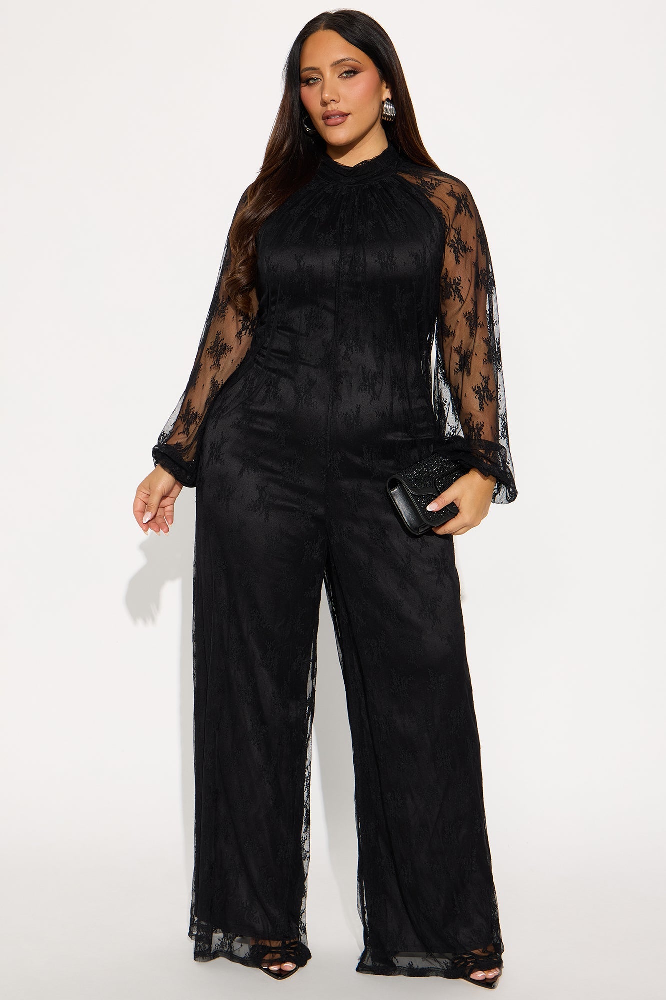 Maya Lace Wide Leg Jumpsuit - Black