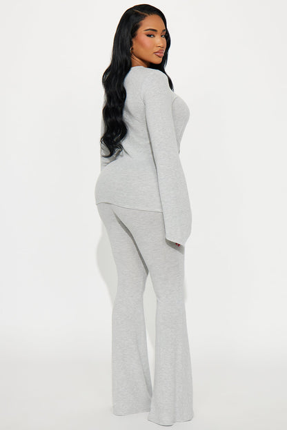 Current Mood Tie Waist Pant Set - Heather Grey