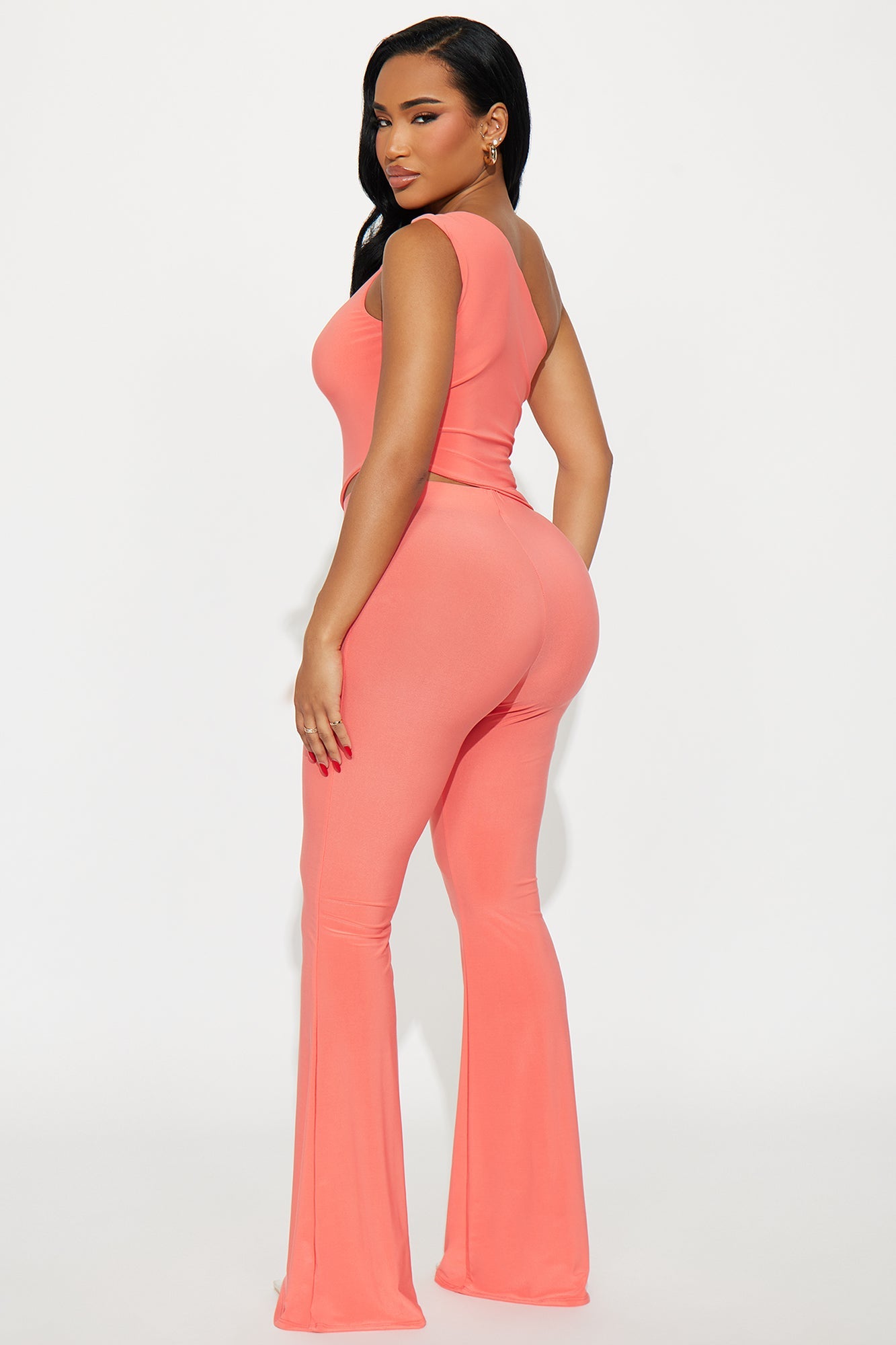 Lisa One Shoulder Pant Set - Orange
