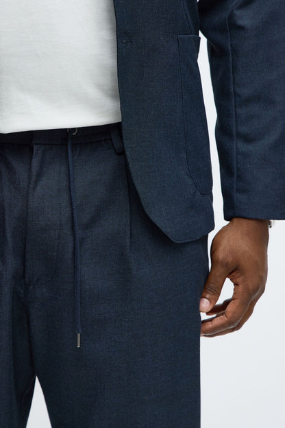 Slim Modern Stretch-Waist Everyday Trouser - Navy