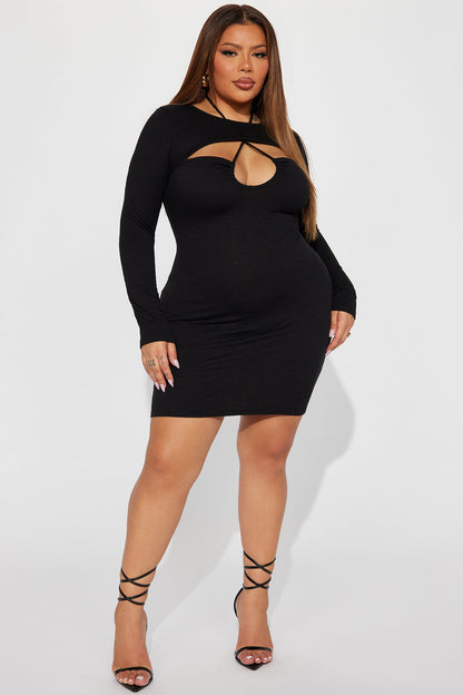 Zoey Textured Mini Dress - Black