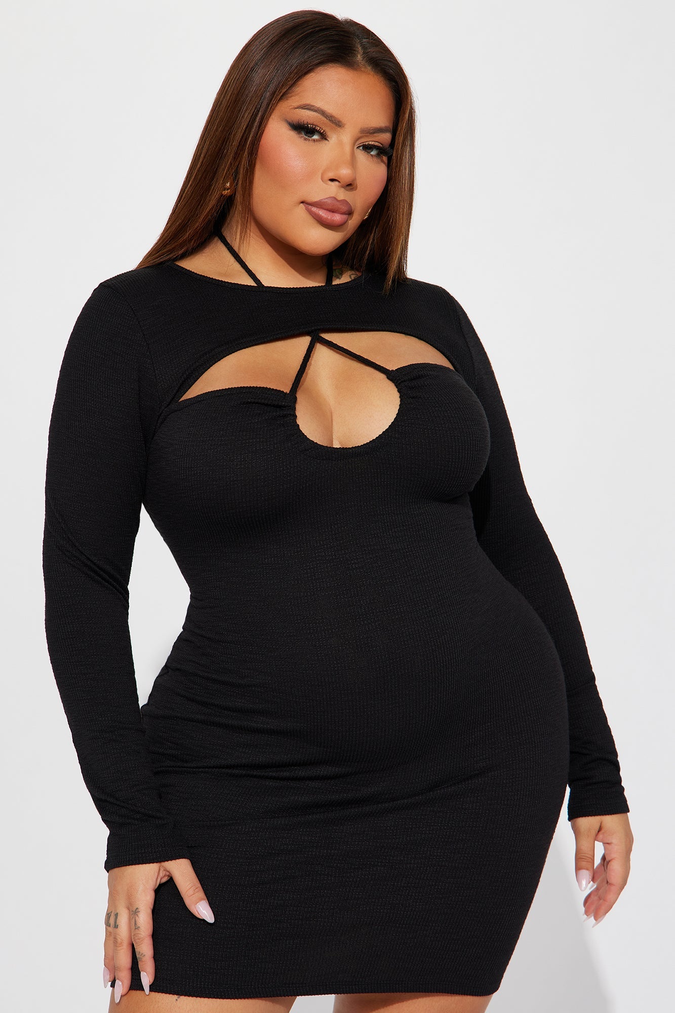 Zoey Textured Mini Dress - Black