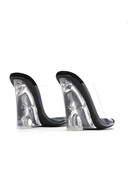 The Glass Edge Heeled Sandal - Black
