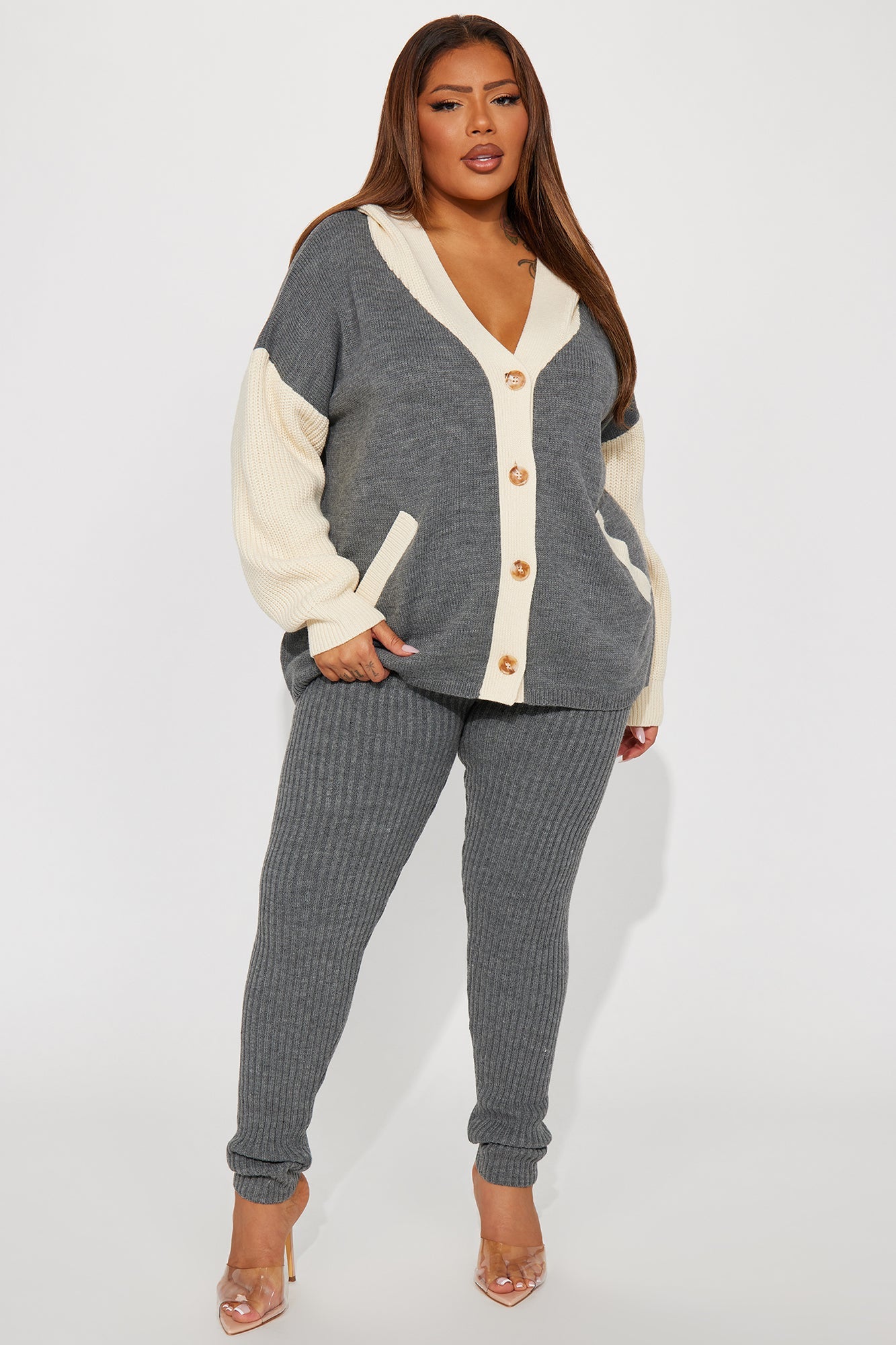 Mia Sweater Legging Set - Grey/combo