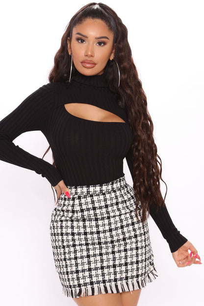 Cut The Antics Sweater Bodysuit - Black