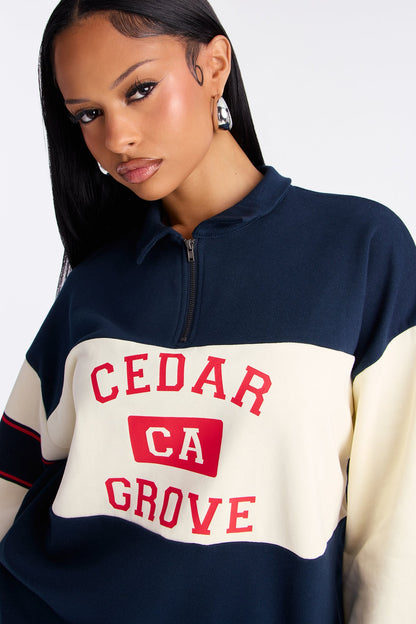 Cedar Grove California Quarter Zip Top - Navy/combo