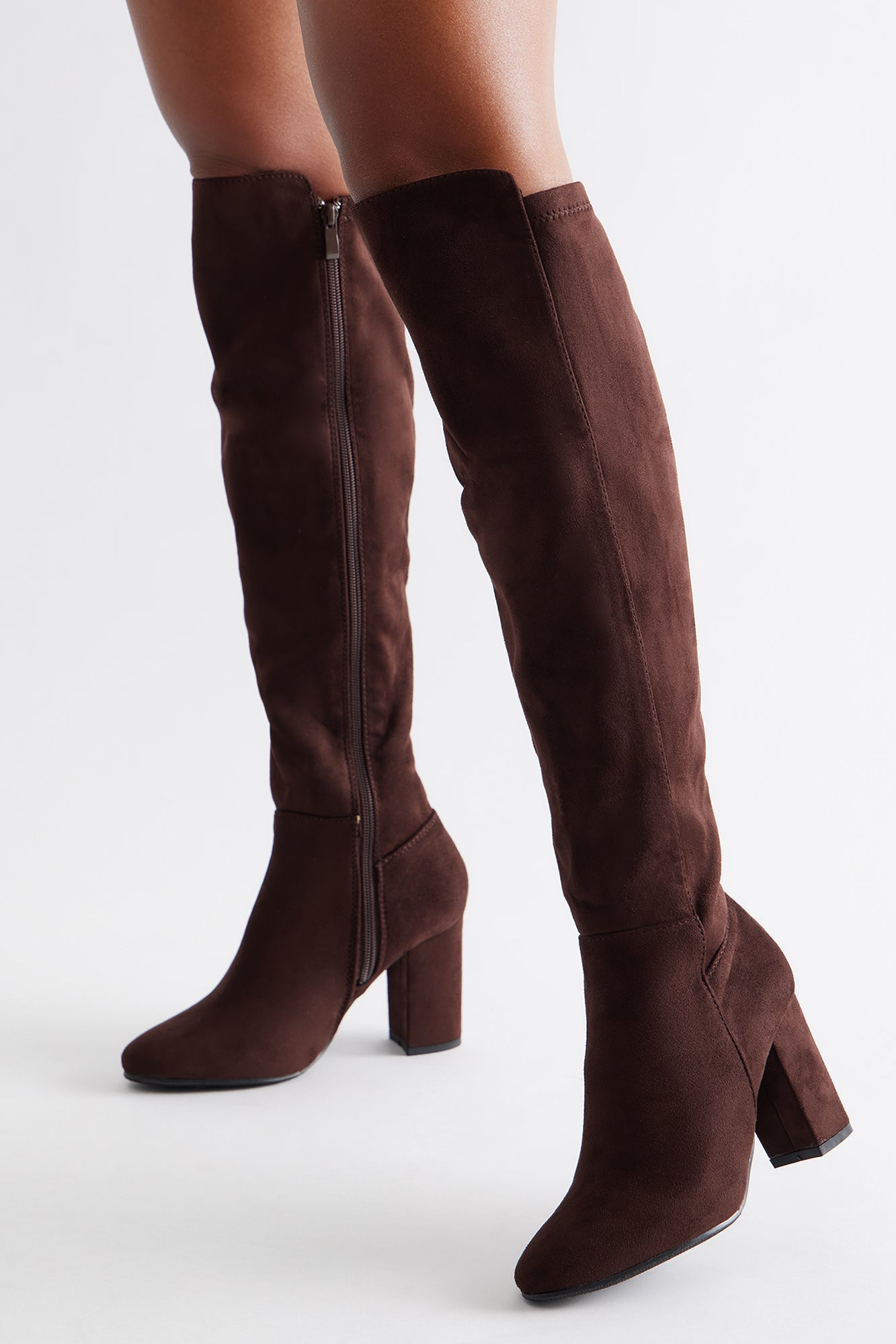 Bridge Faux Suede Boots - Brown