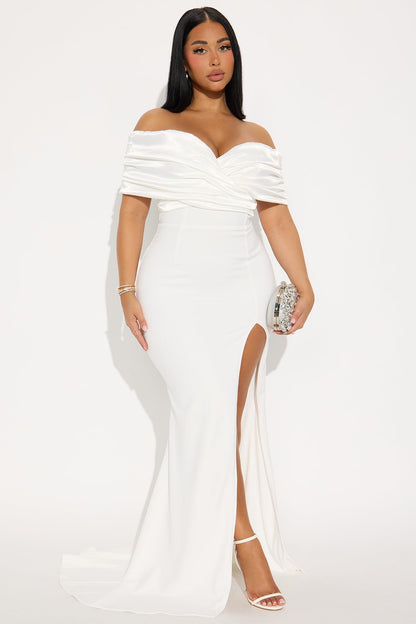 Am I The Drama Draped Maxi Dress - White
