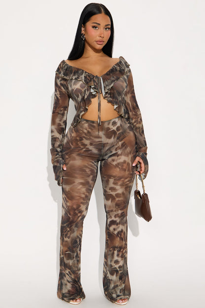 Gave You Grace Mesh Jumpsuit - Olive/combo