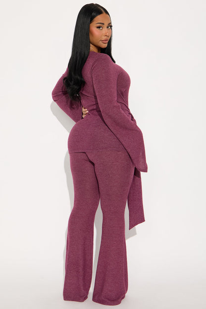 Current Mood Tie Waist Pant Set - Plum