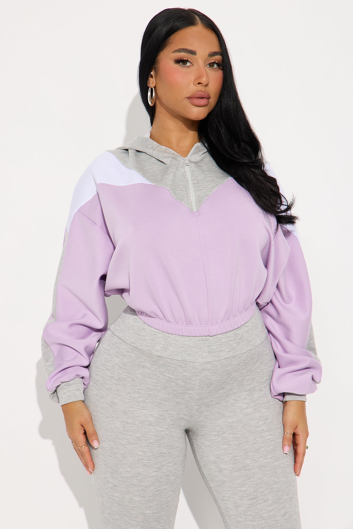 Endless Joy Quarter Zip Pant Set - Lavender