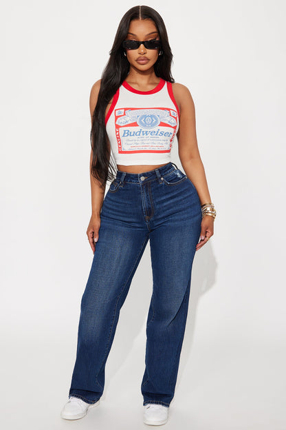Keep A Secret High Rise Stretch Straight Leg Jeans - Dark Wash