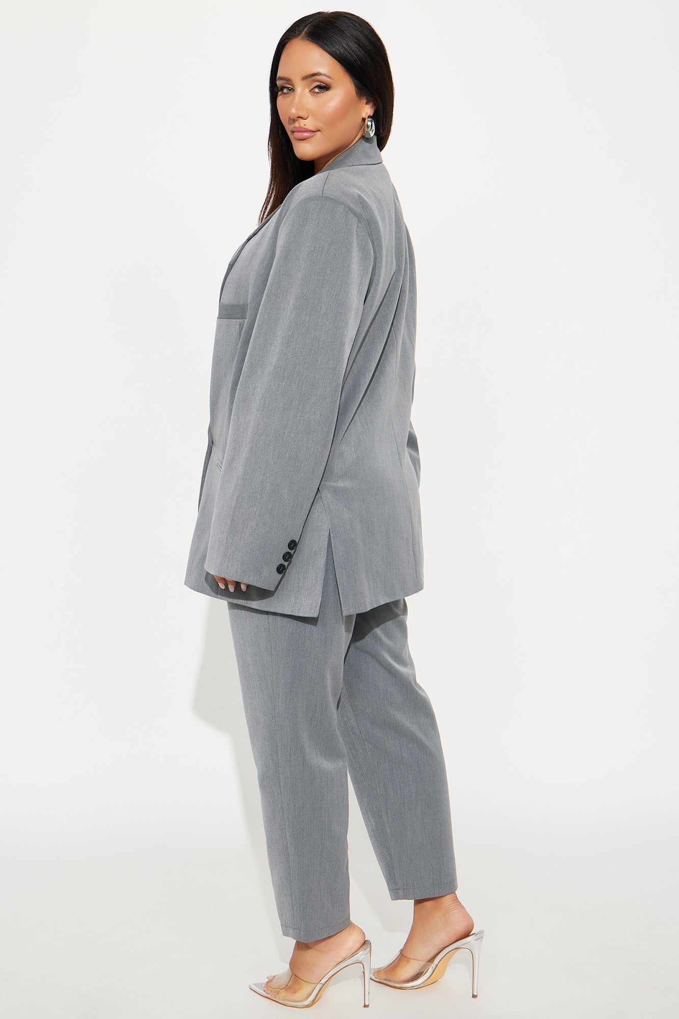 Veronica Oversized Blazer Pant Set - Grey