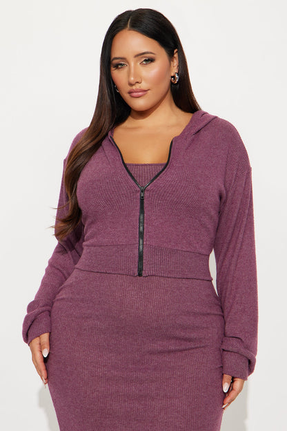 Azusa 2 Piece Zip Up Maxi Dress Set - Plum