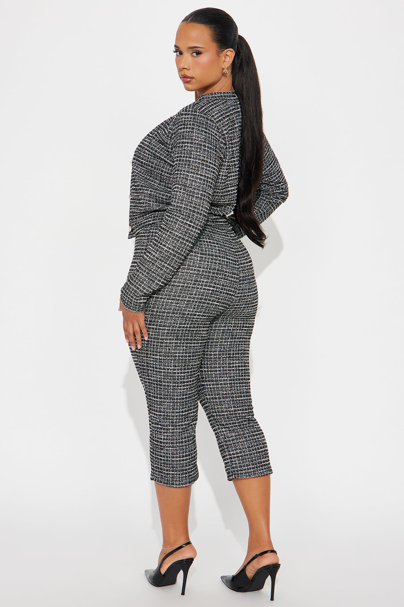 Aurora Tweed Capri Set - Black
