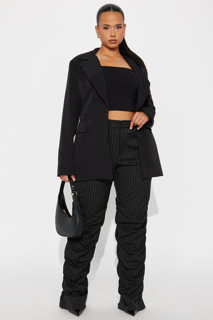 Take Notes Pinstripe Stacked Trouser Pant - Black/White