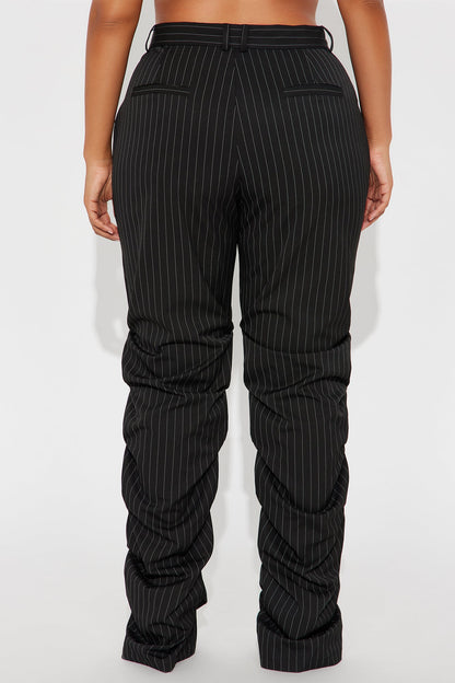 Take Notes Pinstripe Stacked Trouser Pant - Black/White