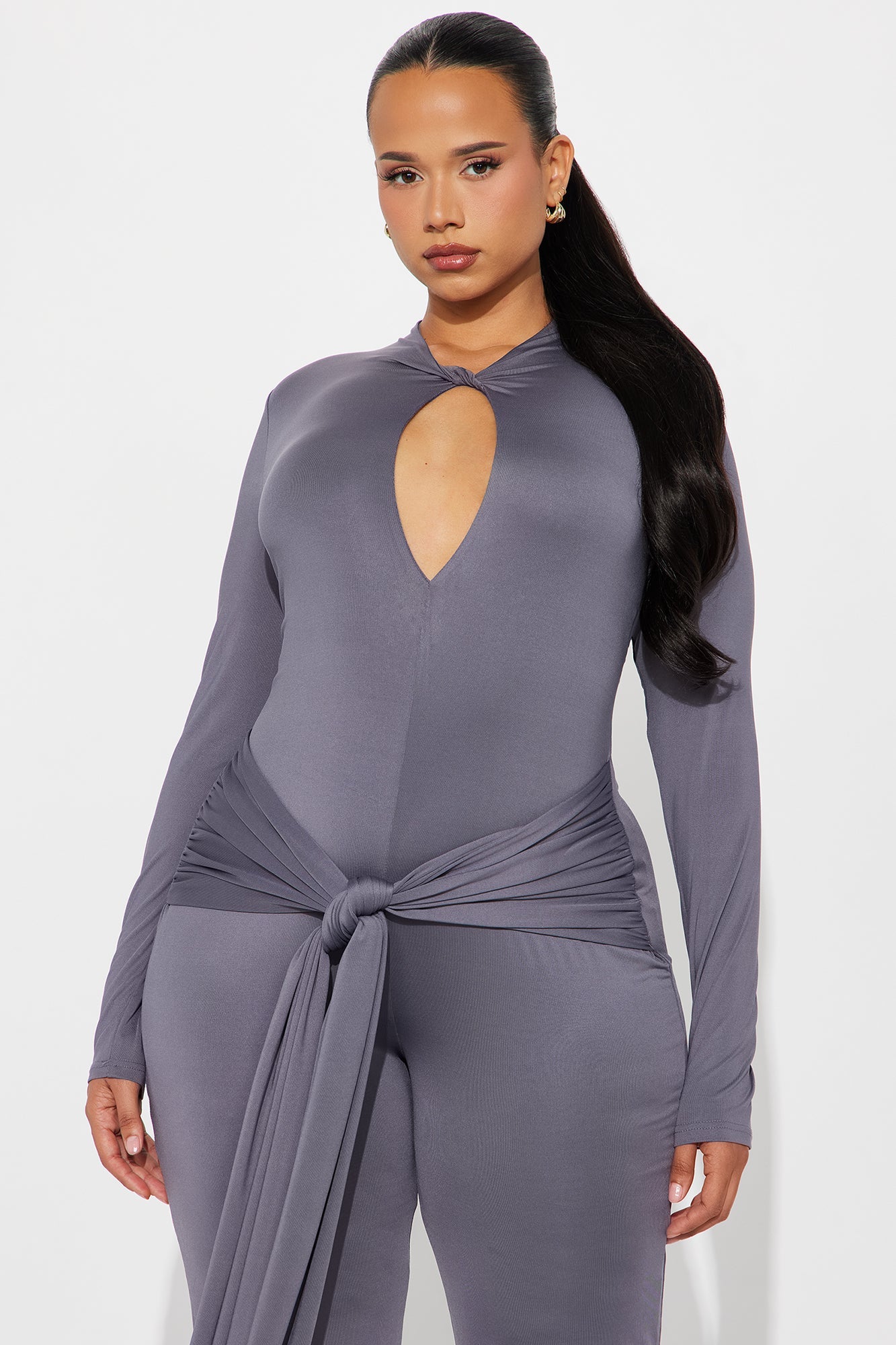 Nayla Long Sleeve Jumpsuit - Charcoal