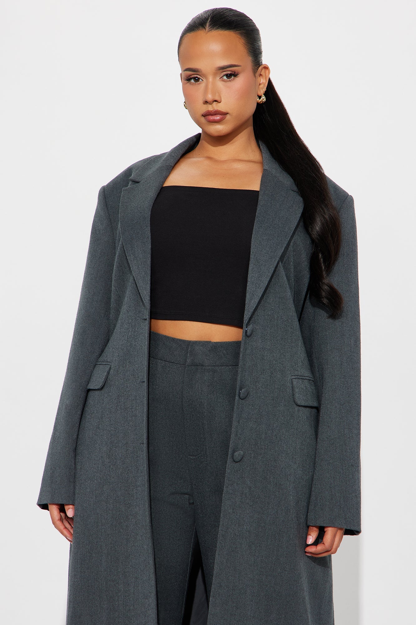 Level Of Sophistication Trench Coat - Charcoal