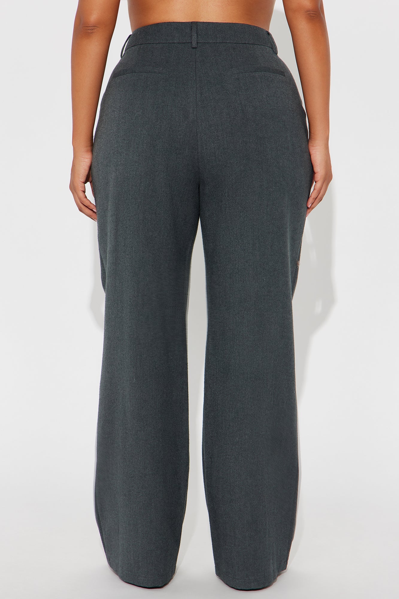 Level Of Sophistication Crepe Woven Wide Leg Trouser Pant - Charcoal