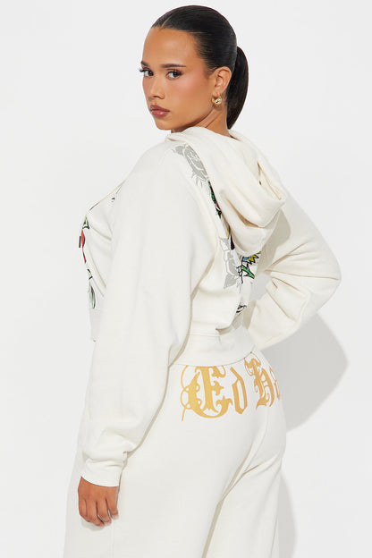 Ed Hardy Hearts Zip Front Hoodie - Stone